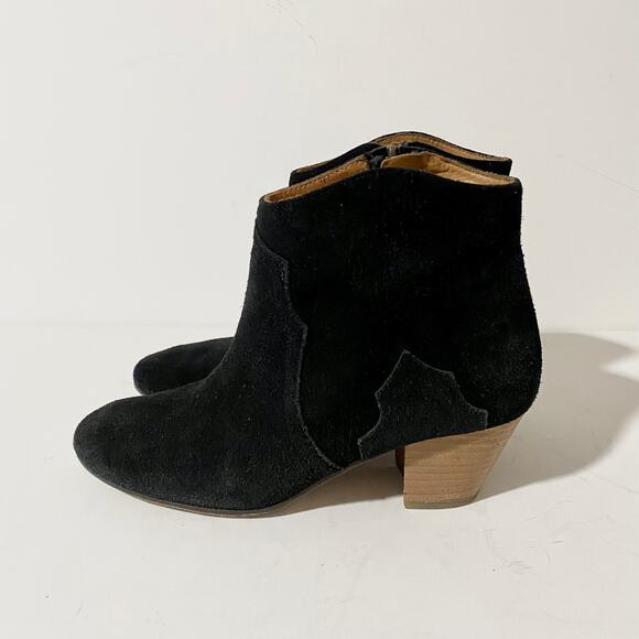 Isabel Marant Dicker Black Suede Ankle Boots Booties Western Cowboy Heel sz 37 - Picture 3 of 16